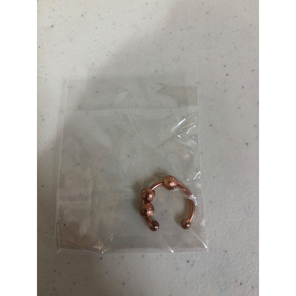 Womens Rose Gold Tone‎ Faux Septum Ring Nose Hoop Fidget Beads